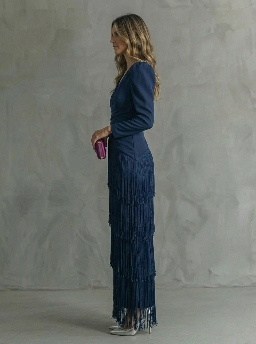 Clara | Vestido de Ceremonia con Flecos en Cascada