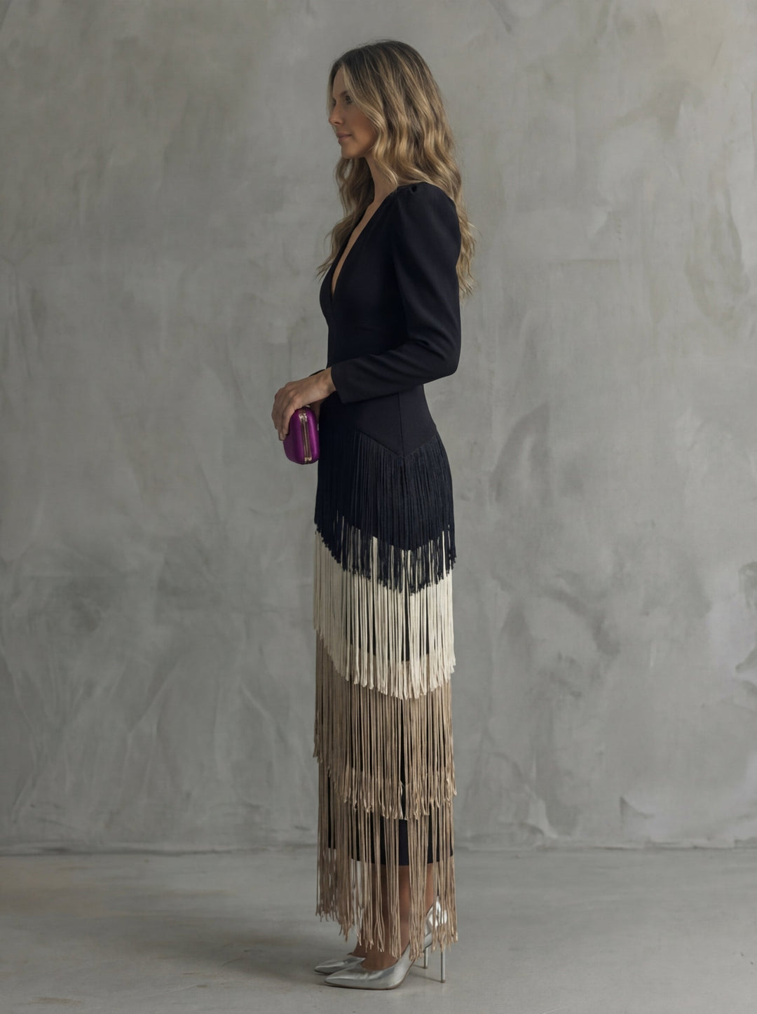 Clara | Vestido de Ceremonia con Flecos en Cascada