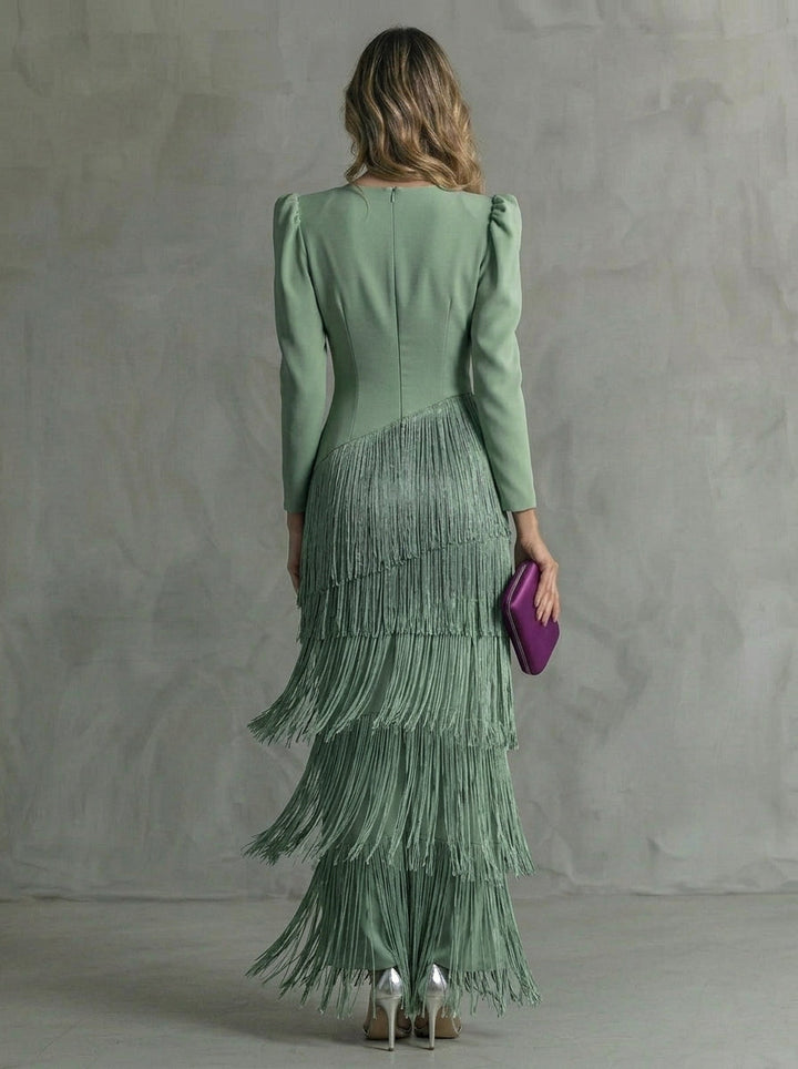 Clara | Vestido de Ceremonia con Flecos en Cascada
