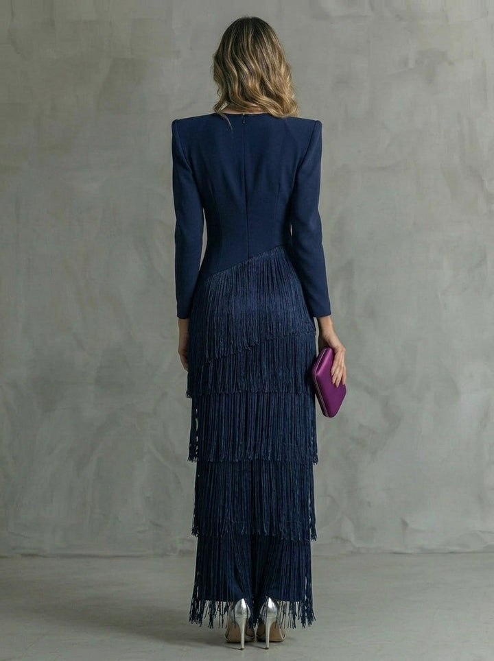 Clara | Vestido de Ceremonia con Flecos en Cascada