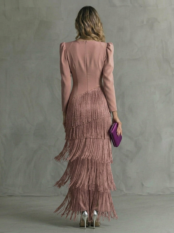 Clara | Vestido de Ceremonia con Flecos en Cascada