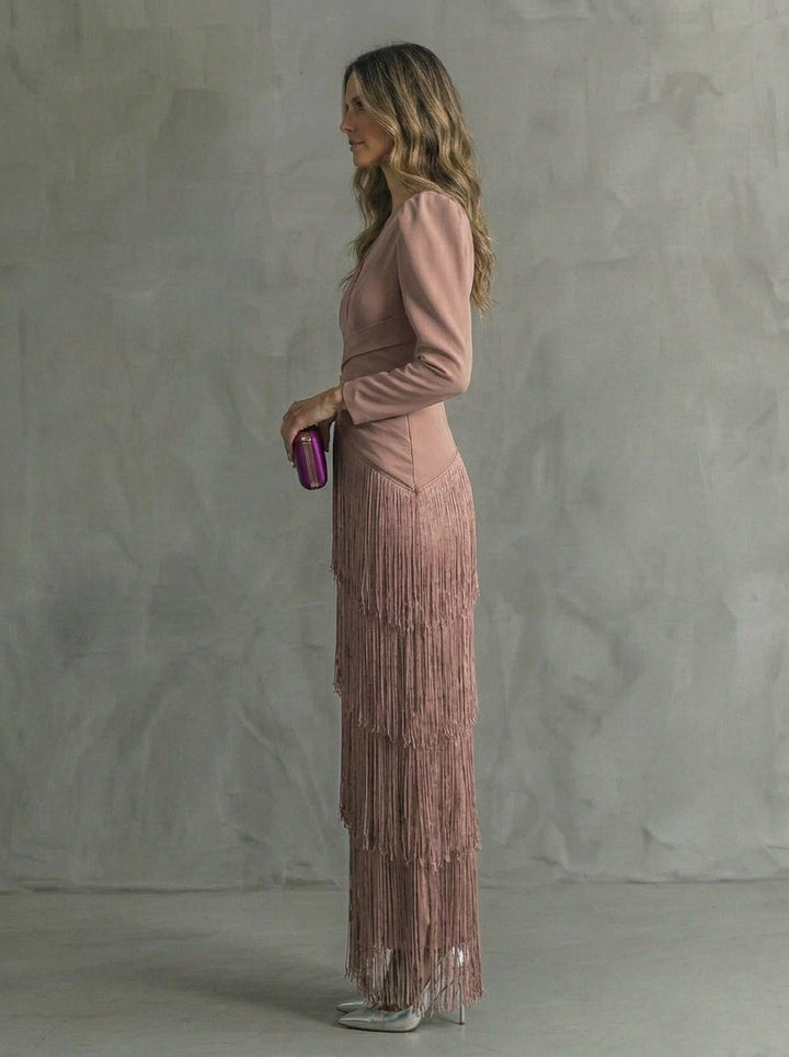 Clara | Vestido de Ceremonia con Flecos en Cascada
