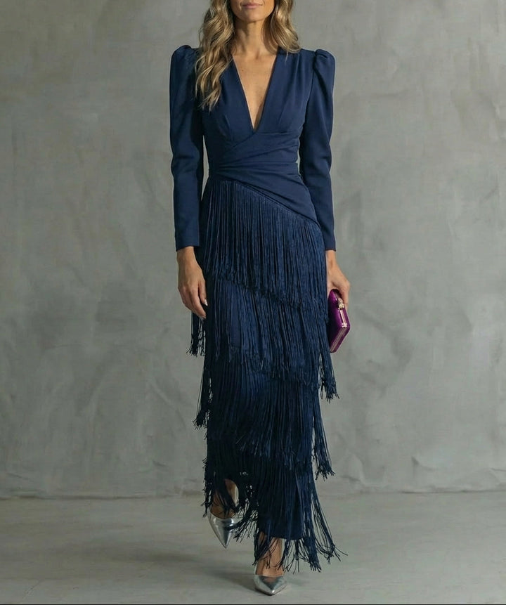 Clara | Vestido de Ceremonia con Flecos en Cascada