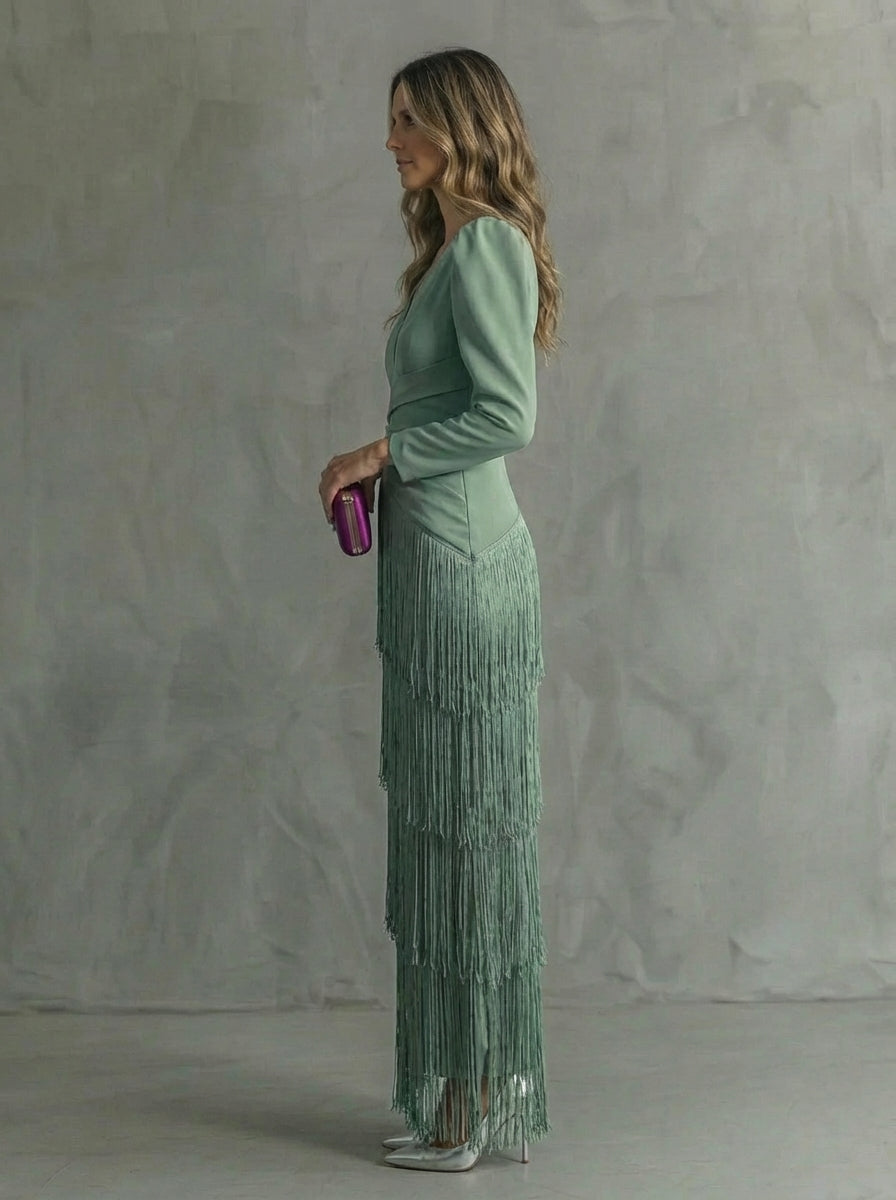 Clara | Vestido de Ceremonia con Flecos en Cascada